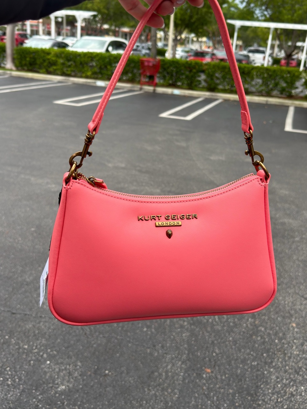 Kurt Geiger Pink Shoulder Bag with Gold Hardware